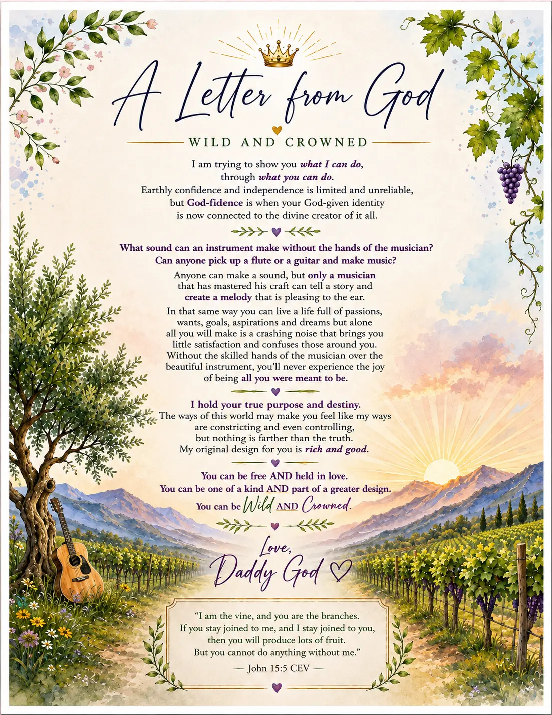 Wild and Crowned letter artwork