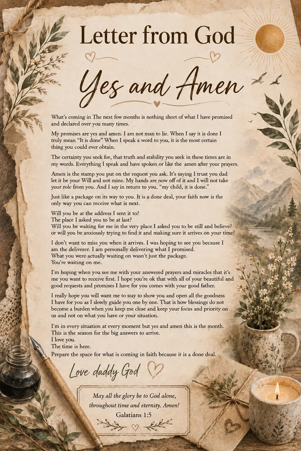 Yes and Amen letter artwork