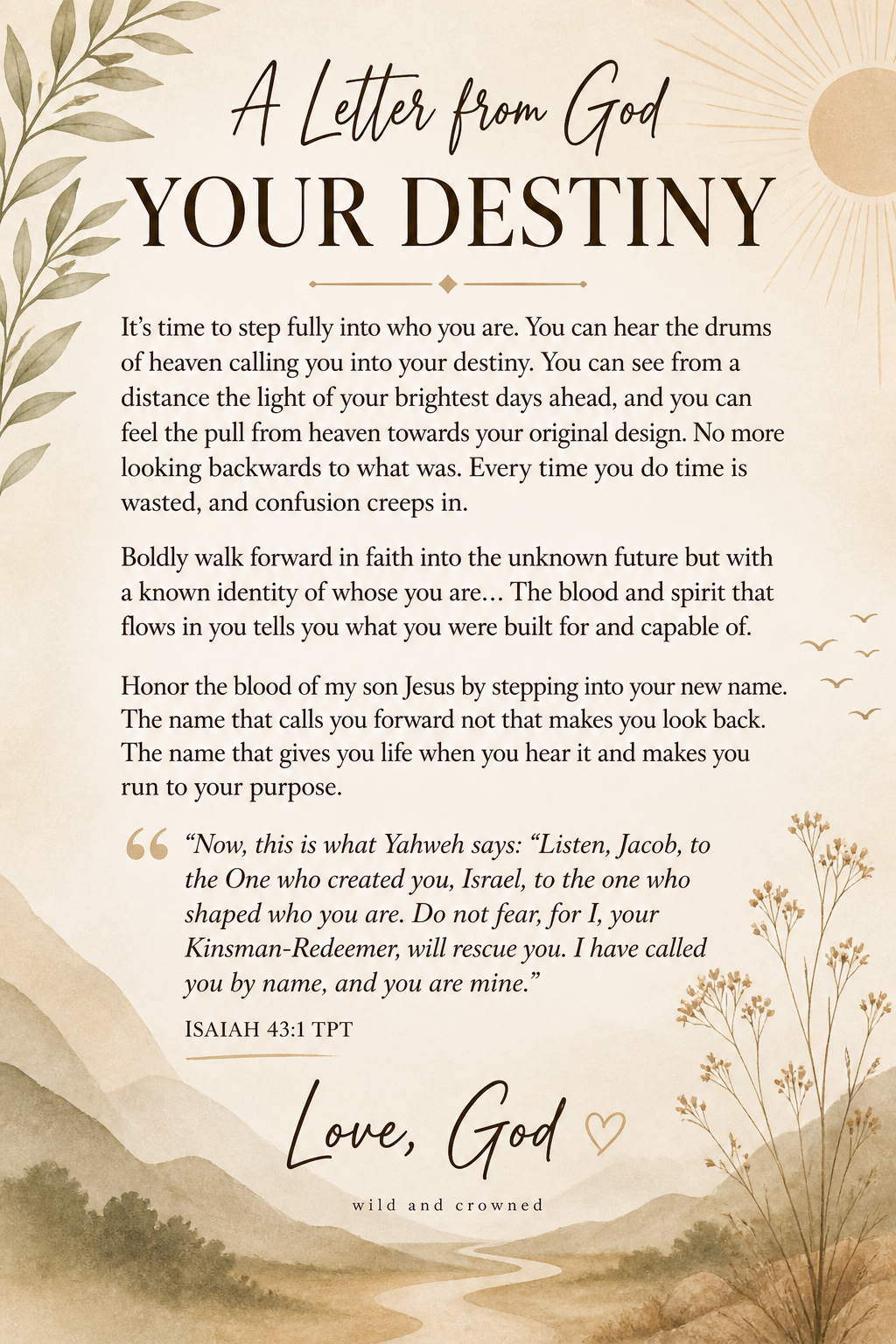 Your Destiny letter artwork